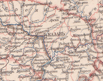 Военно топографическая карта казанской губернии 1880 года