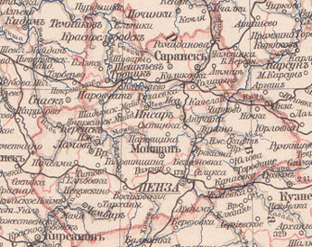 Карта пензенской области 1960 года