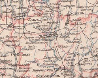 Воронежская губерния в 19 веке карта